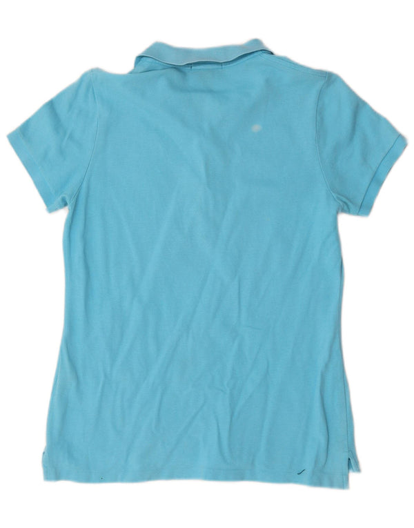 Ralph Lauren Damen Skinny Poloshirt UK 14 Große blaue Baumwolle