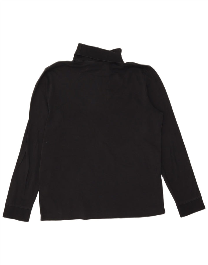 HUGO BOSS Herren-Top mit Rollkragen, langärmlig, mittelschwarze Baumwolle