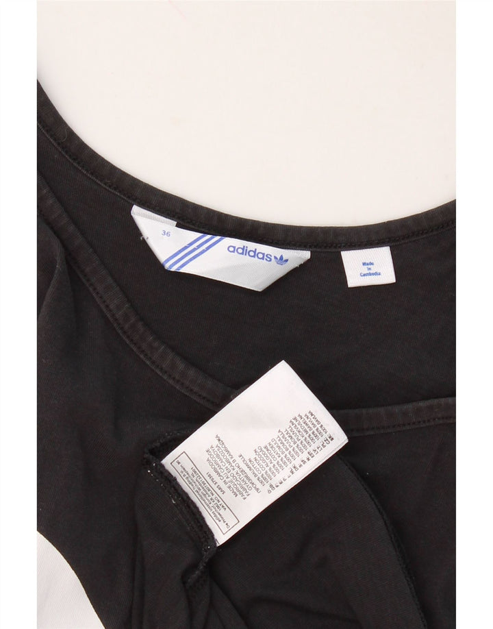 ADIDAS Womens Graphic Vest Top EU 36 Small Black Cotton Vintage Adidas and Second-Hand Adidas from Messina Hembry 