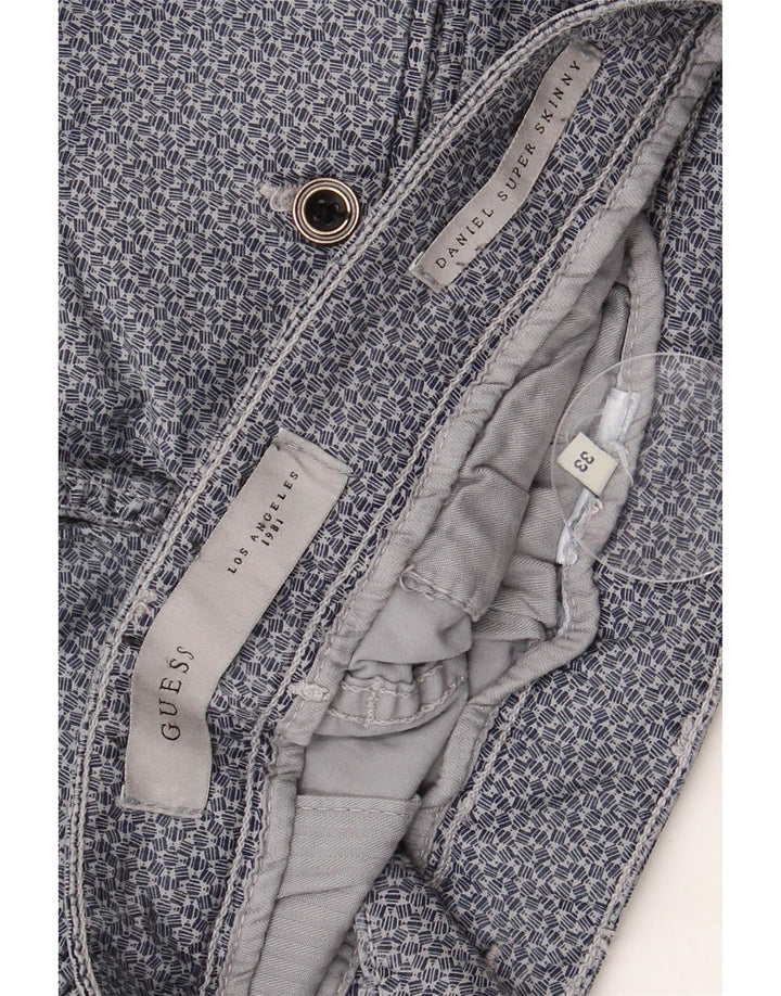 GUESS Herren Daniel Skinny Chinohose W33 L29 Blau Geometrisch
