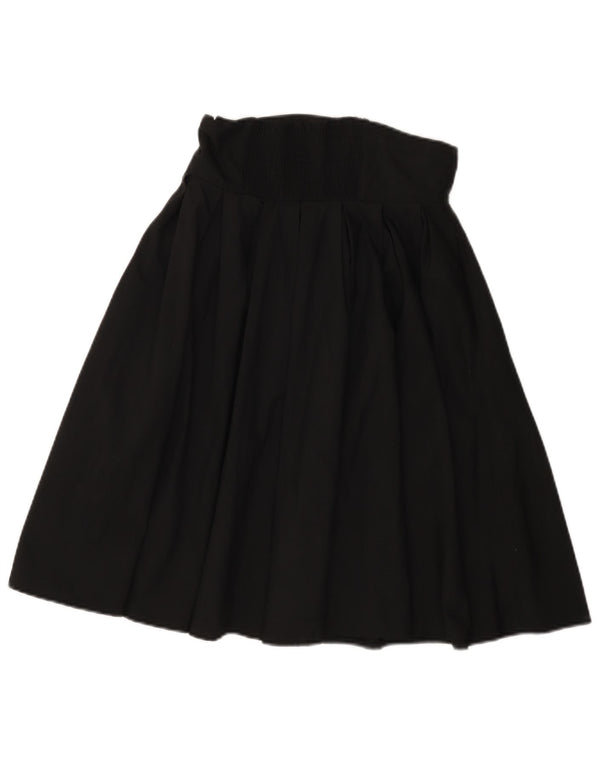 Vintage Damen Plissee ausgestellter Rock EU 36 Small W28 Schwarze Baumwolle