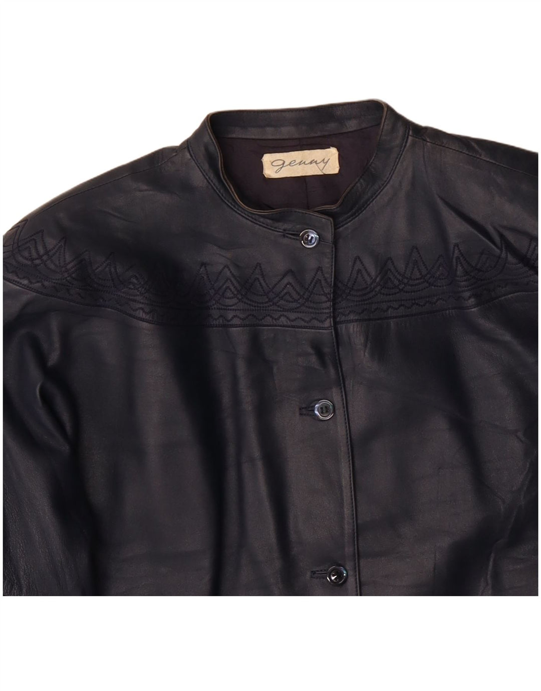 GENNY Damen Übergroße Lederjacke EU 34 XS Marineblau