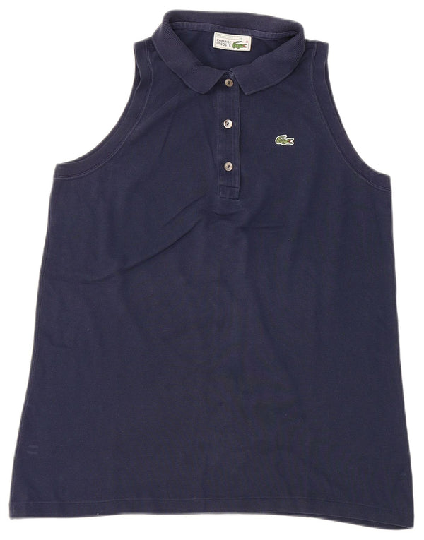 Lacoste Damen ärmelloses Poloshirt, Größe 44, groß, marineblaue Baumwolle
