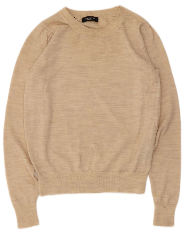 Selected Femme Damen-Pullover mit U-Boot-Ausschnitt, UK 6, XS, Beige, Wolle
