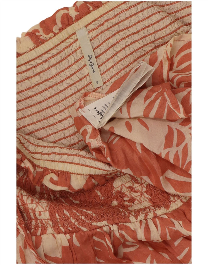 PEPE JEANS Schulterfreies Damenkleid UK 8 Small Pink Floral Viscose