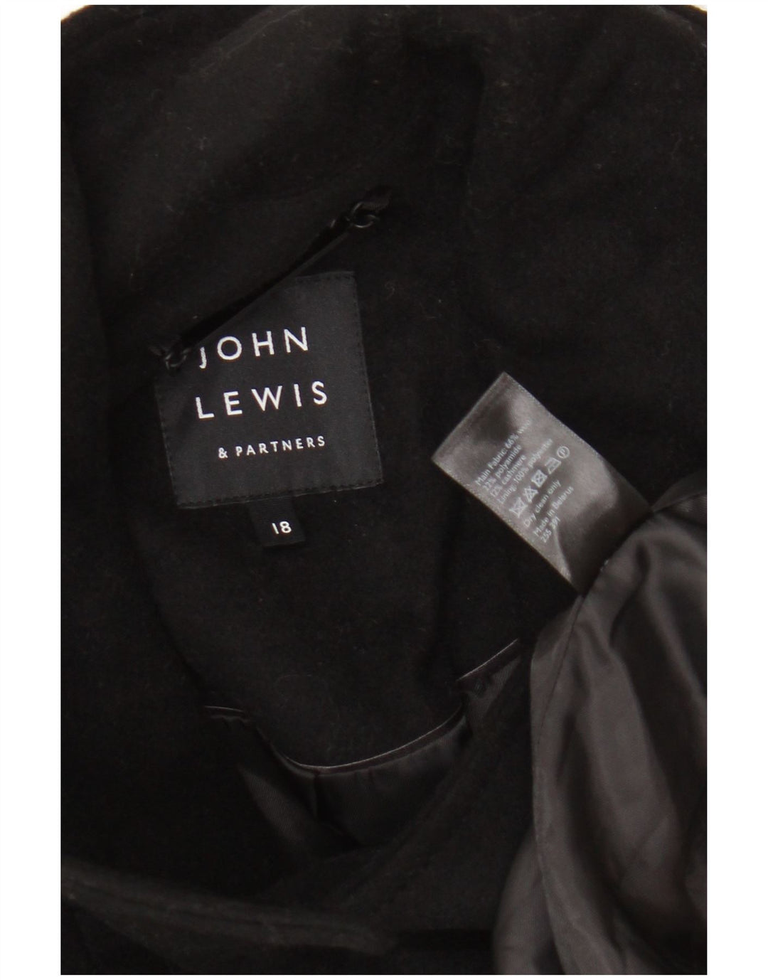 John Lewis Damen Übergroßer Pea Coat UK 18 XL Schwarze Wolle
