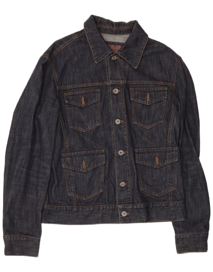 Zara Herren Jeansjacke UK 36 Small Marineblaue Baumwolle