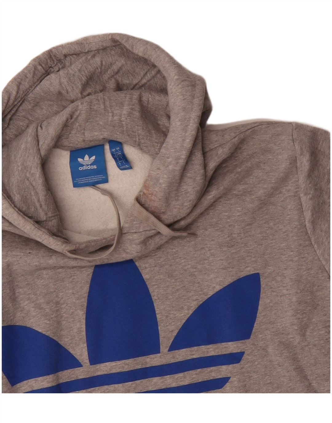 ADIDAS Womens Oversized Graphic Hoodie Pullover UK 16 Große graue Baumwolle