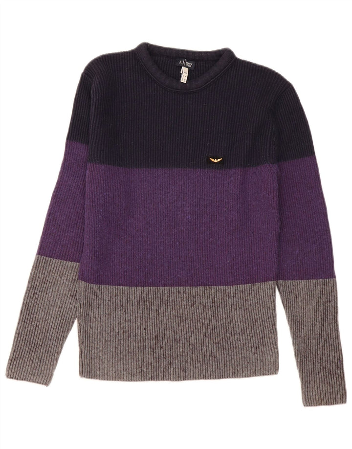 Armani Jeans Herren-Pullover mit Rundhalsausschnitt, klein, mehrfarbig, Farbblock