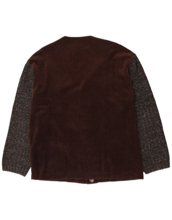 NANI BON Herren Cordjacke UK 52 XL Braune Colourblock-Baumwolle