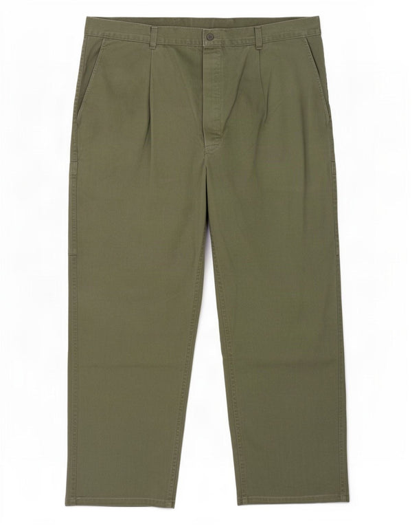 Vintage Herren-Cargohose mit Klammern, Größe 54, 2XL, W36, L27, grüne Baumwolle