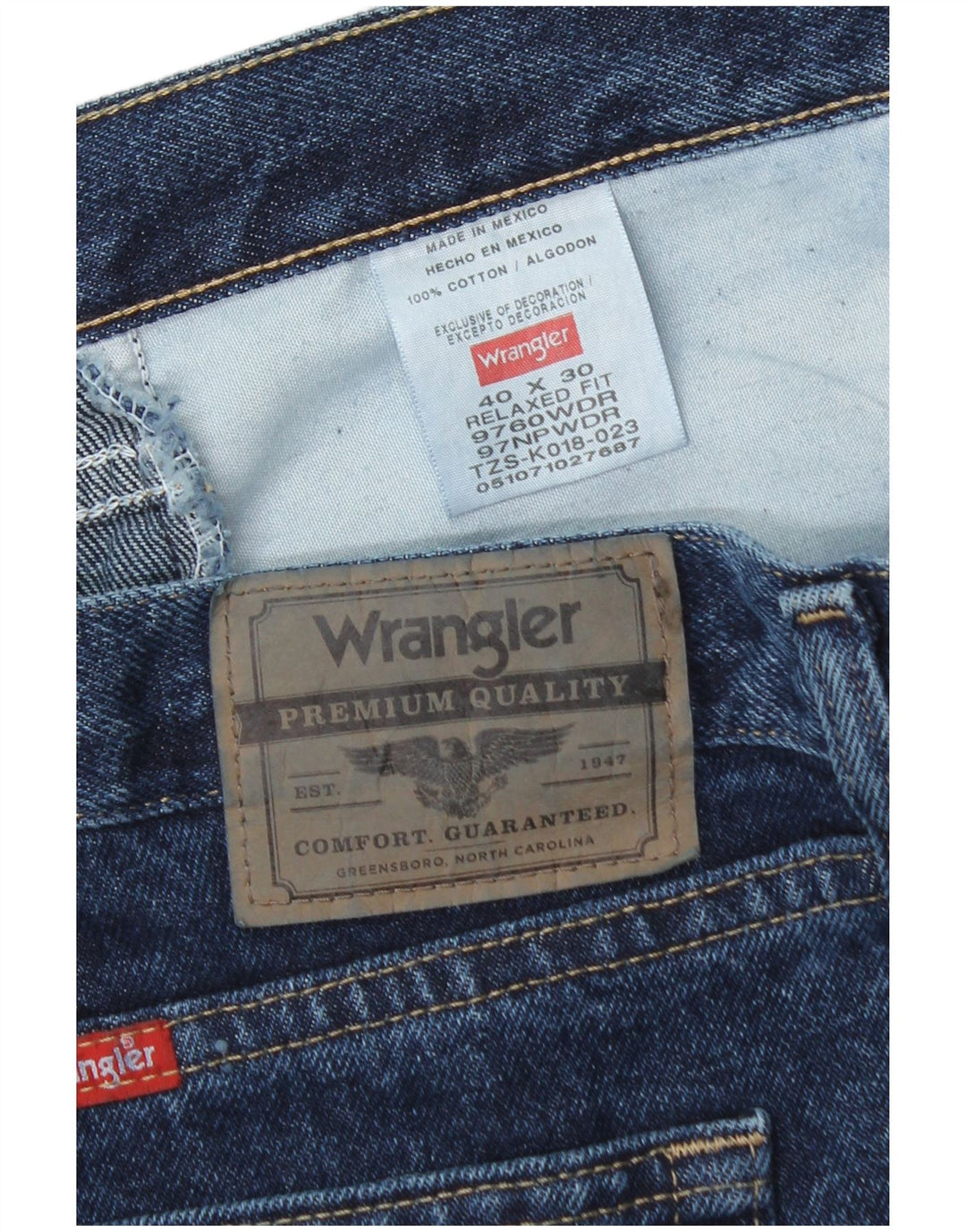 Wrangler Herren Straight Jeans W40 L30 Marineblaue Baumwolle