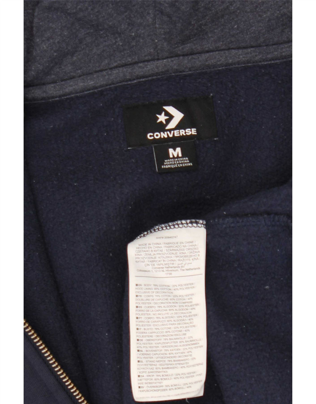 Converse Herren-Kapuzenpullover mit Reißverschluss, mittlere marineblaue Baumwolle