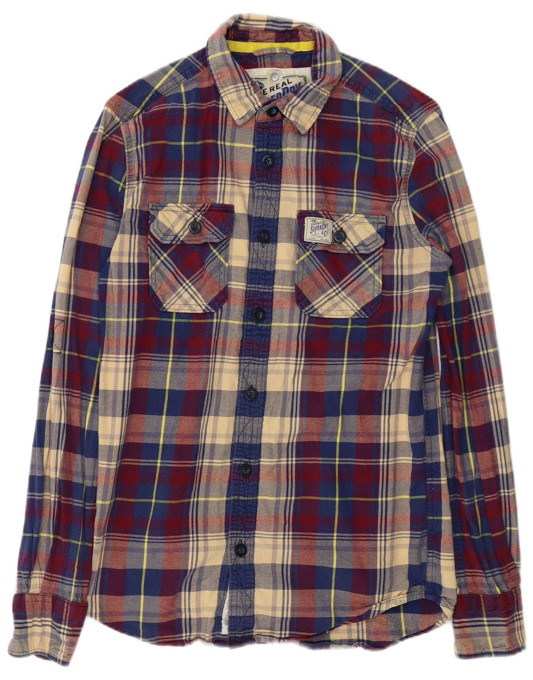 Superdry Herren-Flanellhemd, klein, mehrfarbig, kariert, Baumwolle