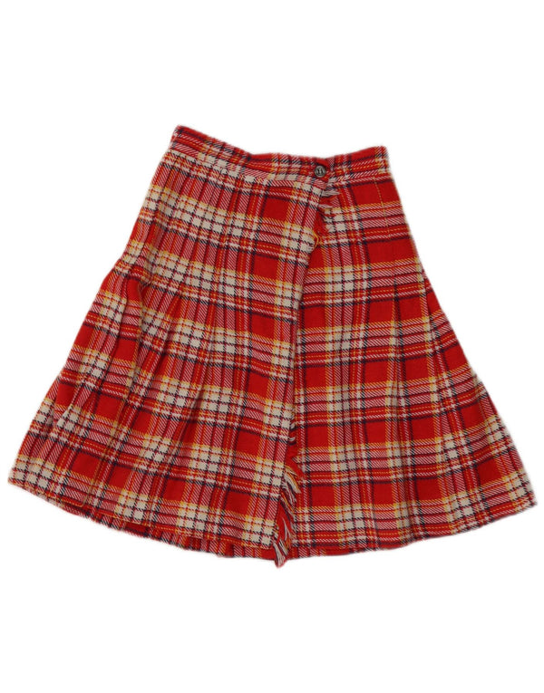 Vintage Damen Faltenwickelrock W24 XS Rot kariert