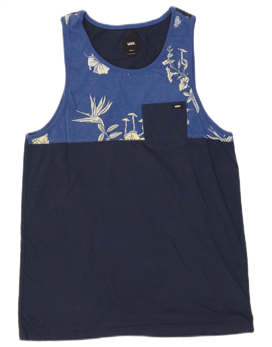 VANS Herren-Weste, Oberteil, klein, marineblau, geblümt, Baumwolle