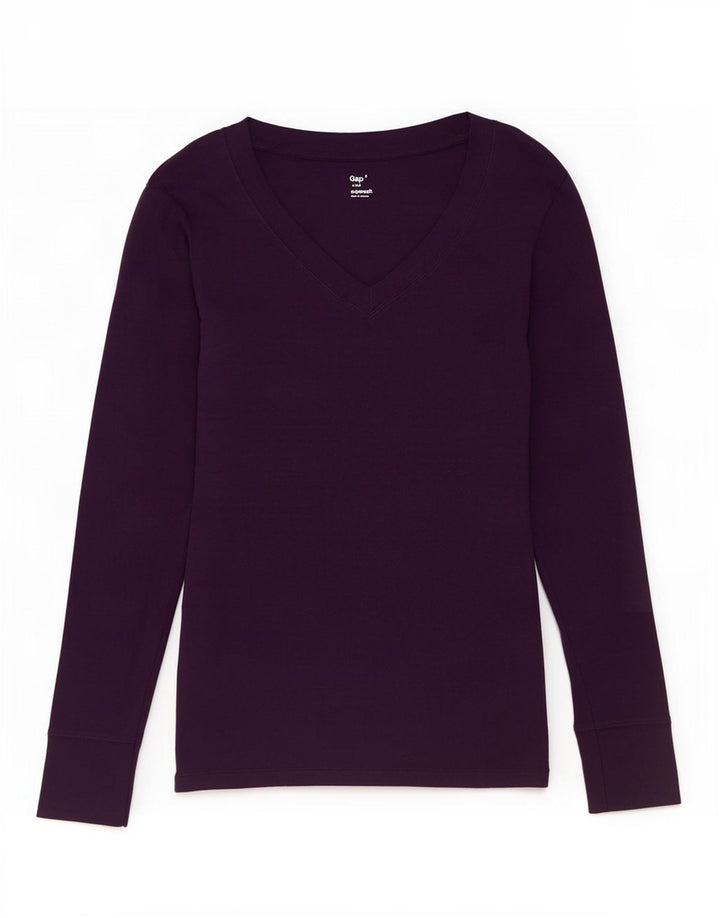Gap Damen Top Langarm UK 8 Small Lila Baumwolle