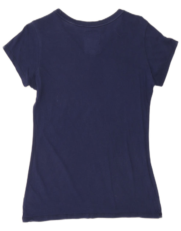 G-Star Damen Slim Fit Graphic T-Shirt Top UK 14 Medium Marineblau Baumwolle