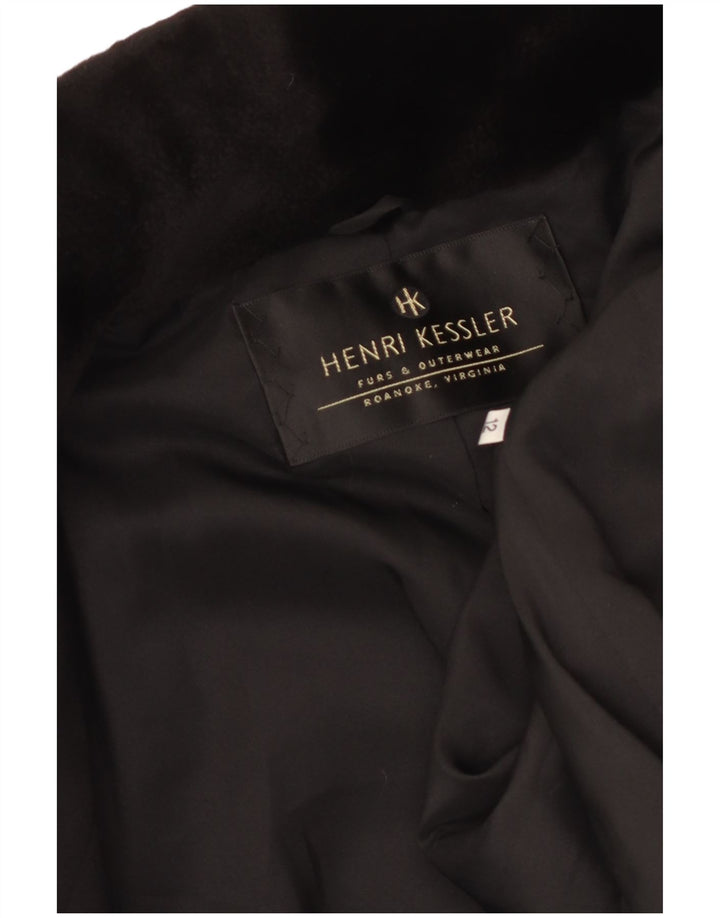 Vintage Damen Samtmantel UK 12 Medium Schwarz