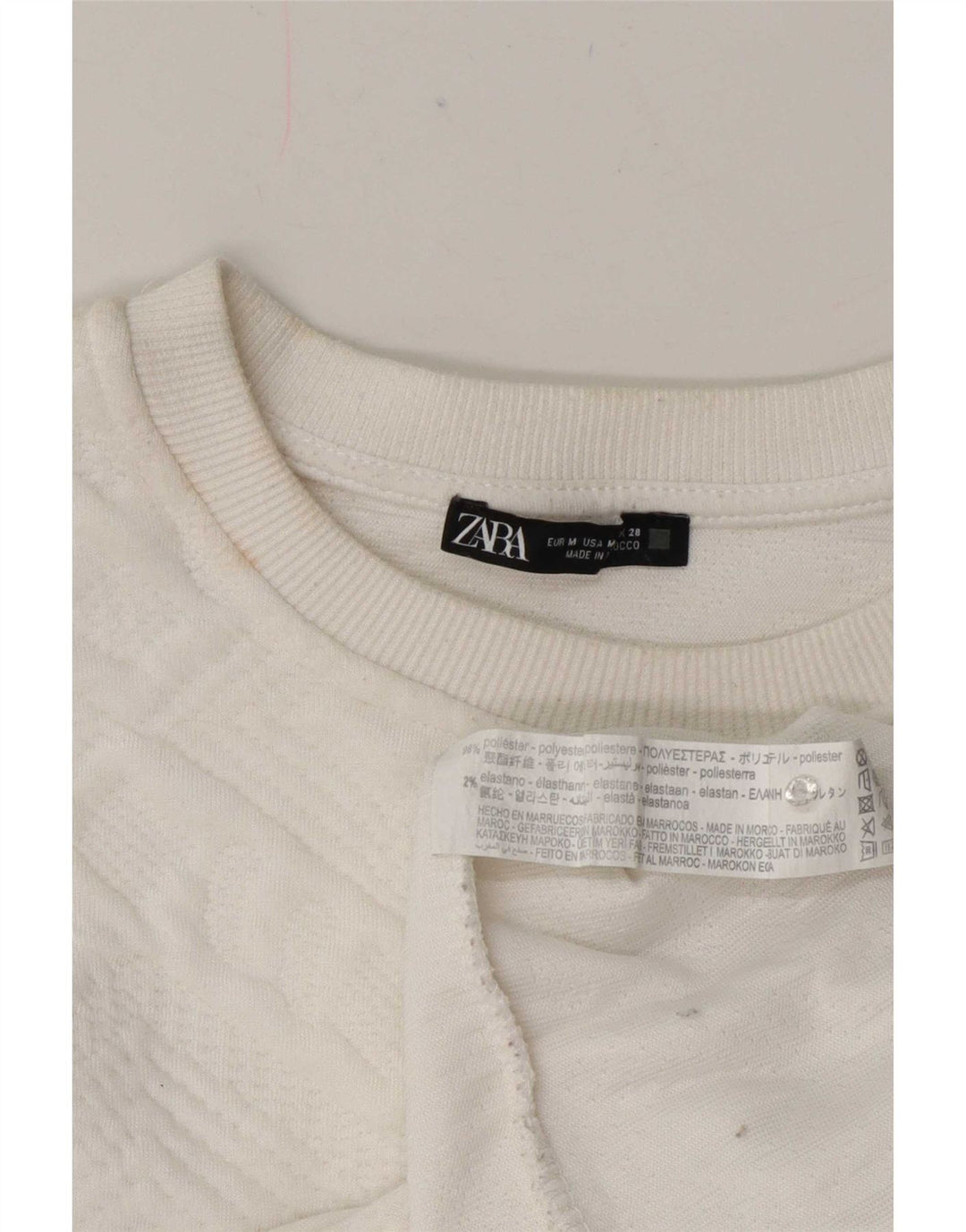 Zara Damen-Sweatshirt mit entspannter Passform, UK 12, Mittelweiß, geometrisch