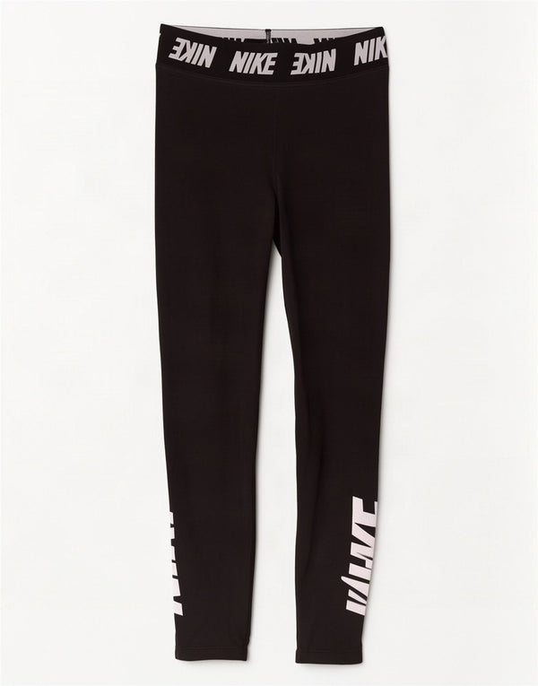 Nike Womens Graphic Leggings UK 8 Small Schwarz Baumwolle