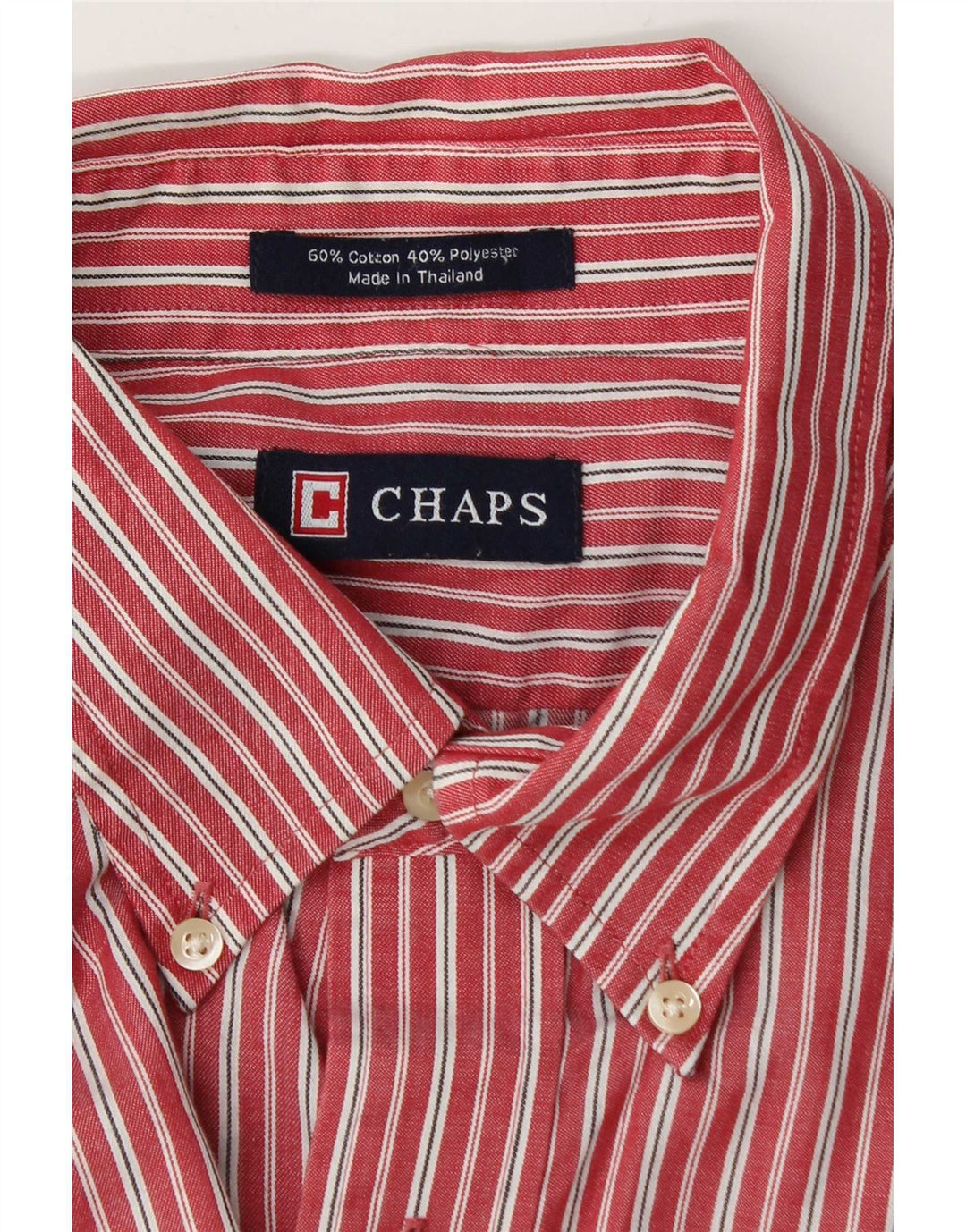 Chaps Herrenhemd XL rot gestreift aus Baumwolle