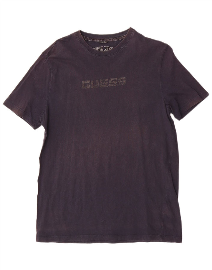 Guess Herren-T-Shirt mit normaler Grafik, groß, aus marineblauer Baumwolle