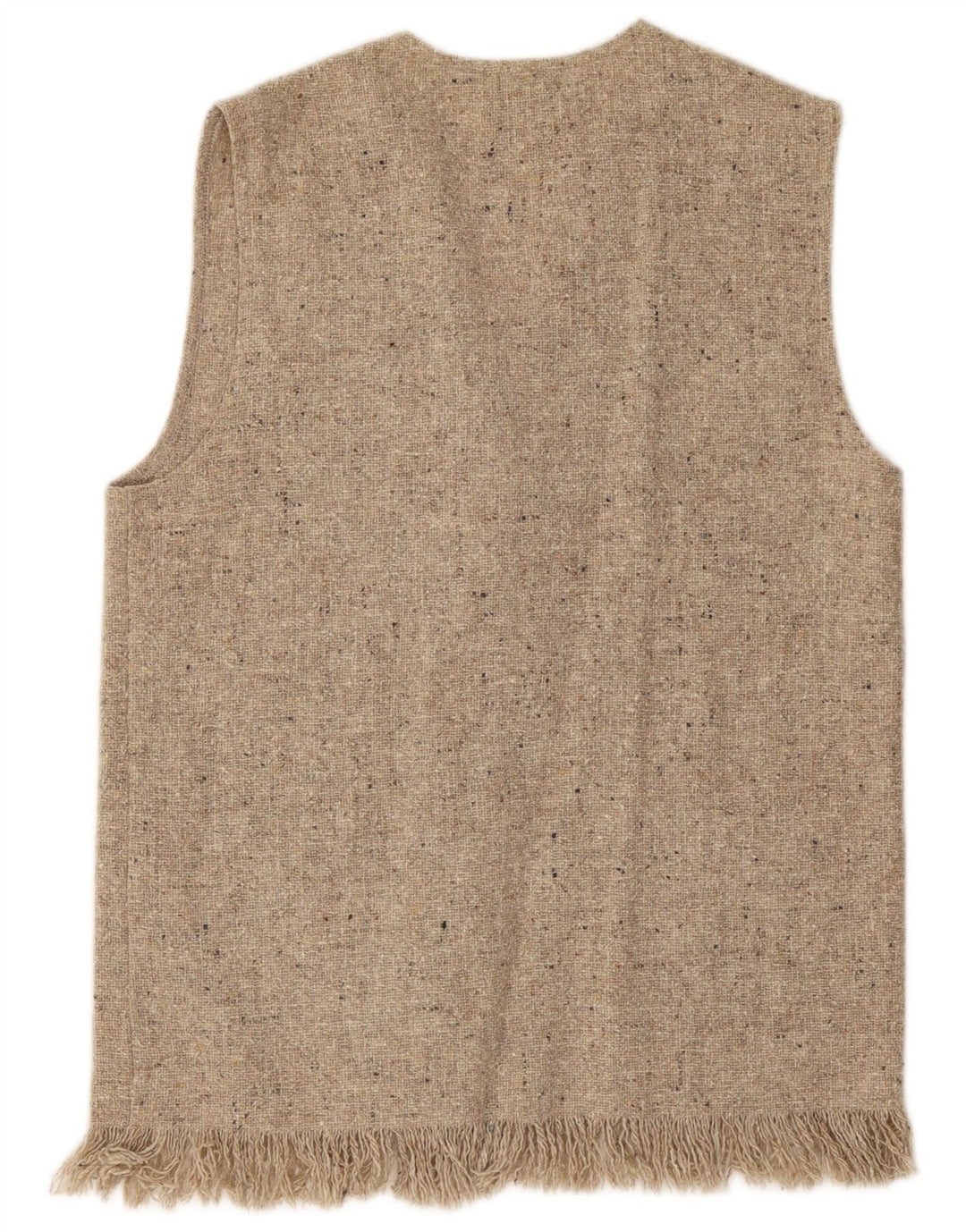 Vintage Damen Ärmelloser Cardigan Pullover UK 14 Mittelgrau gefleckte Wolle