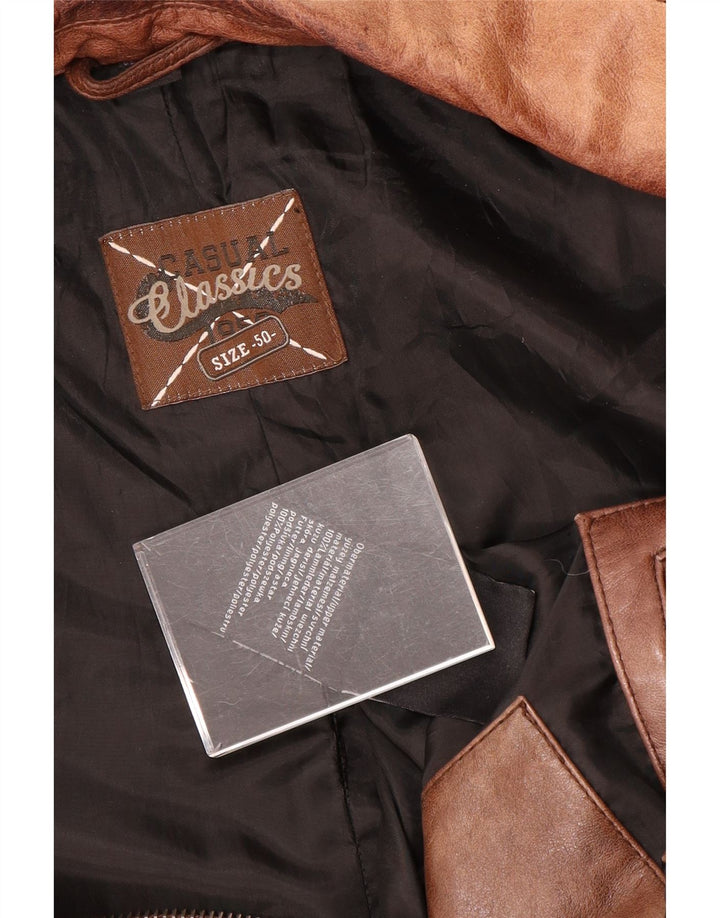 Classics Herren-Militärlederjacke IT 50, großes braunes Leder