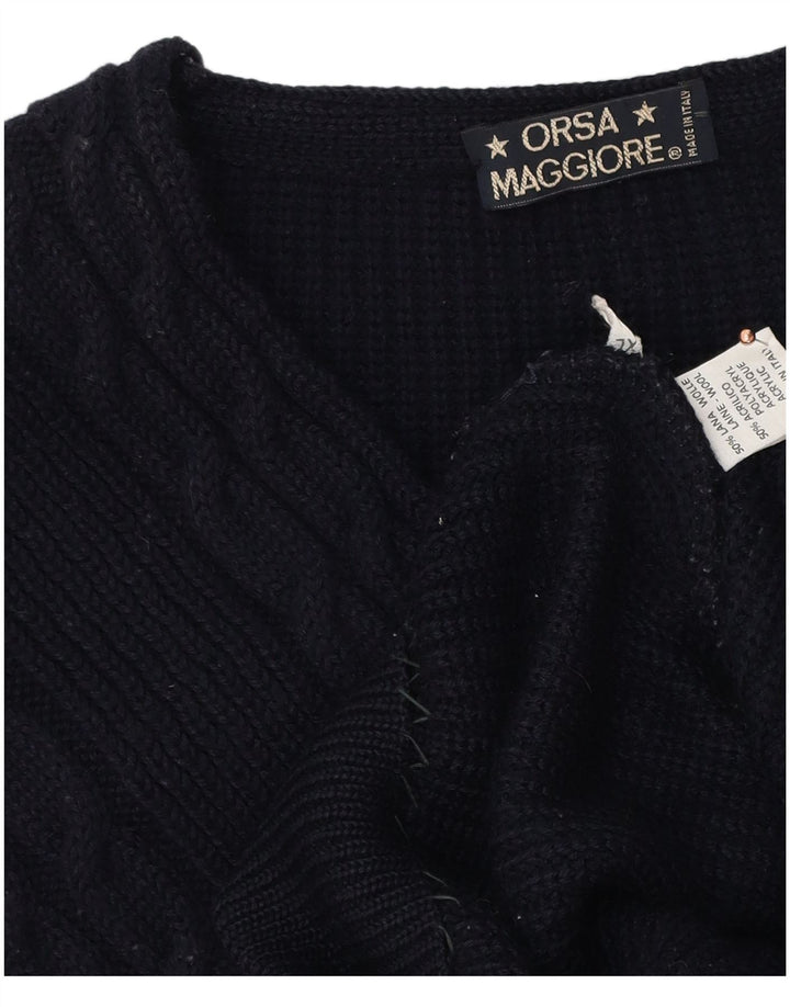 Vintage Herren Pullover mit V-Ausschnitt XL Marineblaue Wolle