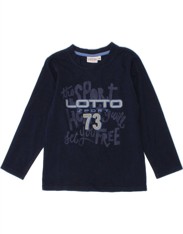 LOTTO Boys Graphic Top Long Sleeve 5-6 Years Navy Blue Cotton Vintage Lotto and Second-Hand Lotto from Messina Hembry 