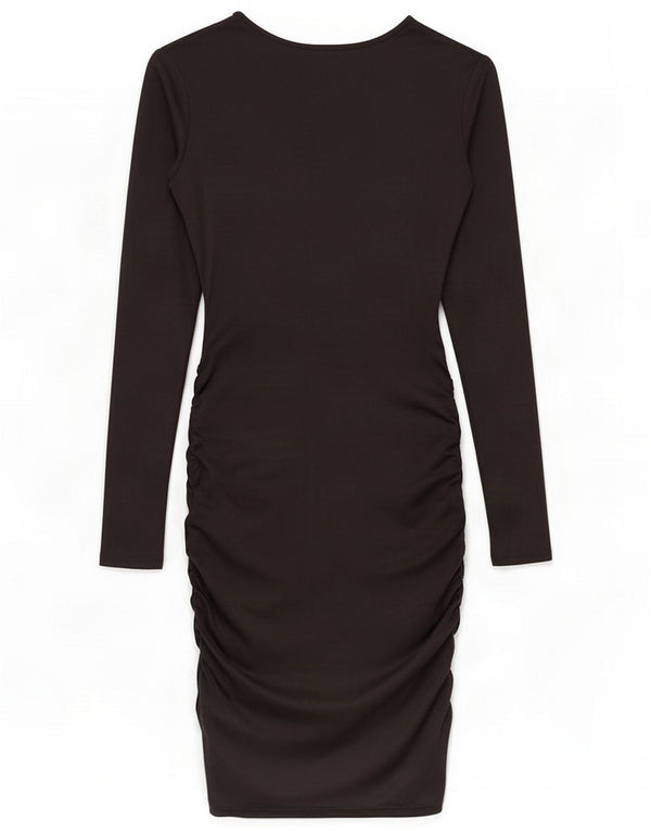 Vintage Damen Langarm-Bodycon-Kleid UK 4 XS Schwarz
