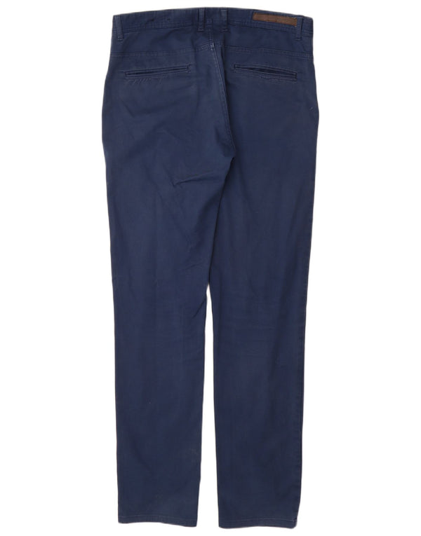 Zara Mens Slim Chino Trousers EU 42 Large W32 L32 Navy Blue Cotton