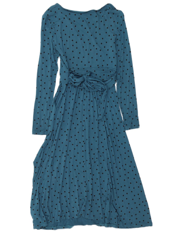 BODEN Damen-Maxikleid mit langen Ärmeln, Größe S, blau, gepunktet, Viskose