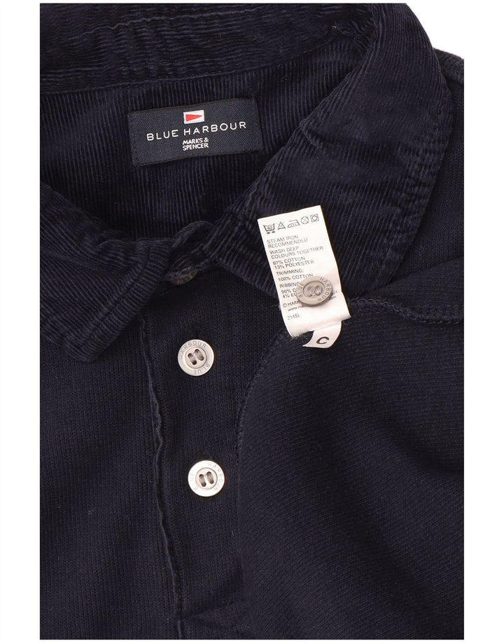 Marks & Spencer Herren Blue Harbor Langarm-Poloshirt, Größe L, Marineblau