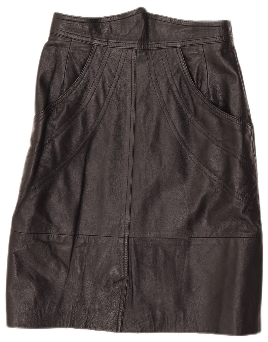 Vintage Damen Lederrock IT 42 Medium W27 Schwarz