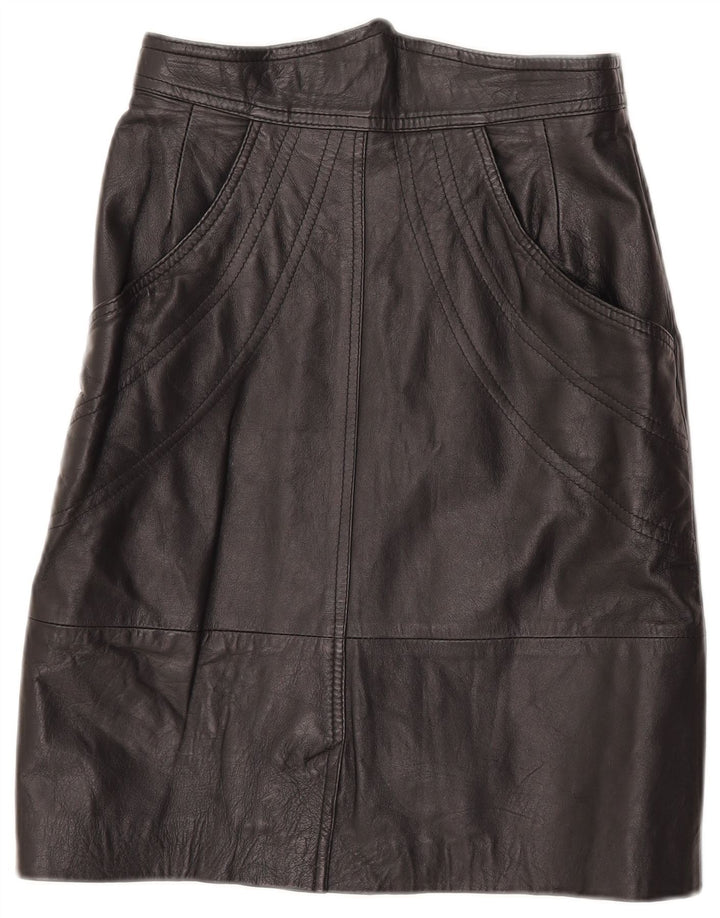 Vintage Damen Lederrock IT 42 Medium W27 Schwarz