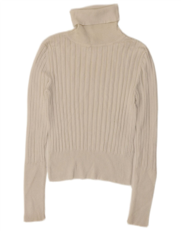 Zara Damen Crop Rollkragenpullover Pullover UK 14 Large Off White Viscose