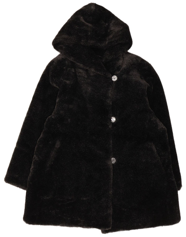 Canda Damen Kunstpelzjacke mit Kapuze IT 48 XL Schwarz Acryl