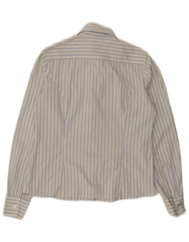 Fay Damen-Hemd UK 10 Small aus blauer Nadelstreifen-Baumwolle