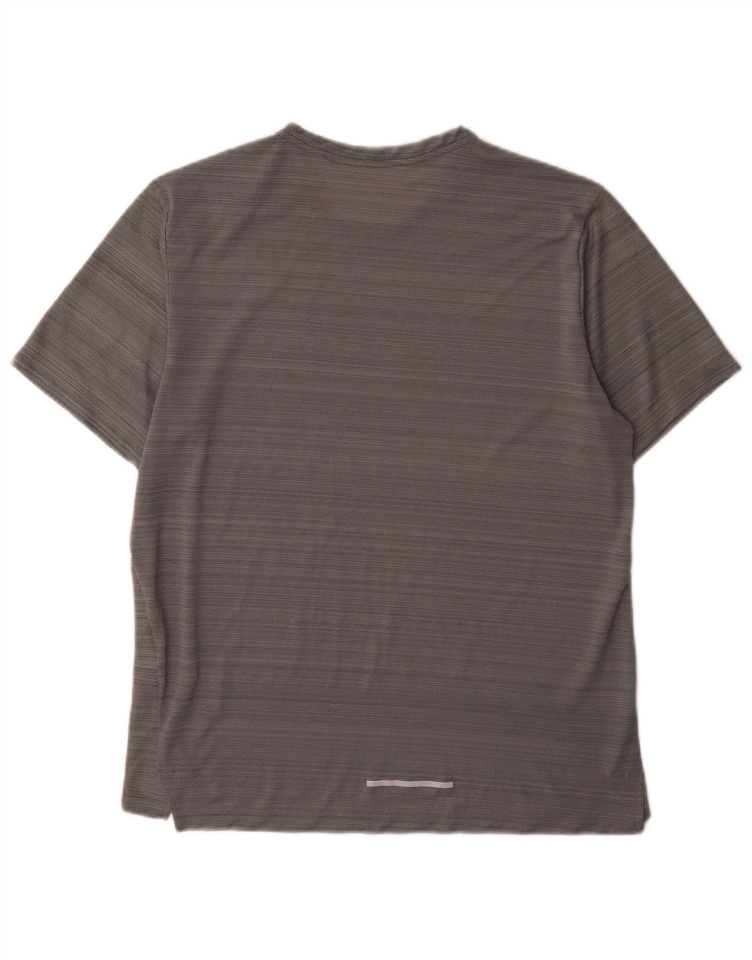 Nike Herren Dri Fit T-Shirt-Oberteil aus mittelgrau gestreiftem Polyester