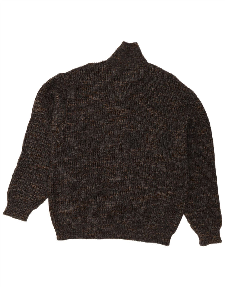 Il Granchio Herren-Strickjacke mit normaler Passform, große marineblau gesprenkelte Wolle