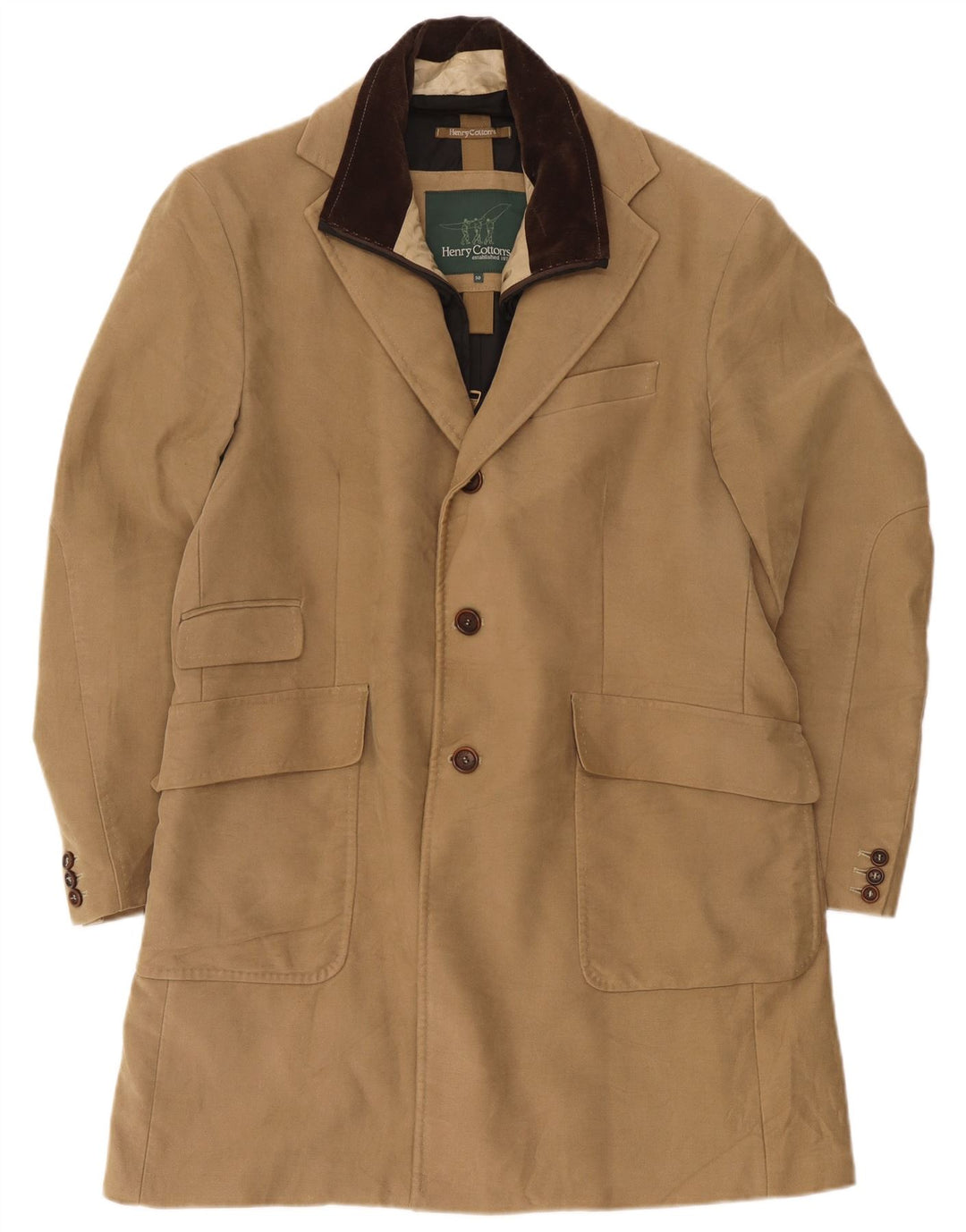 Henry Cottons Herren-Mantel mit normaler Passform, IT 50, Größe L, Beige, klassisch