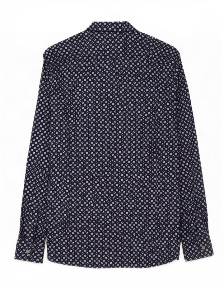 Ted Baker Herrenhemd, Größe 2, klein, marineblau, geblümt, Baumwolle
