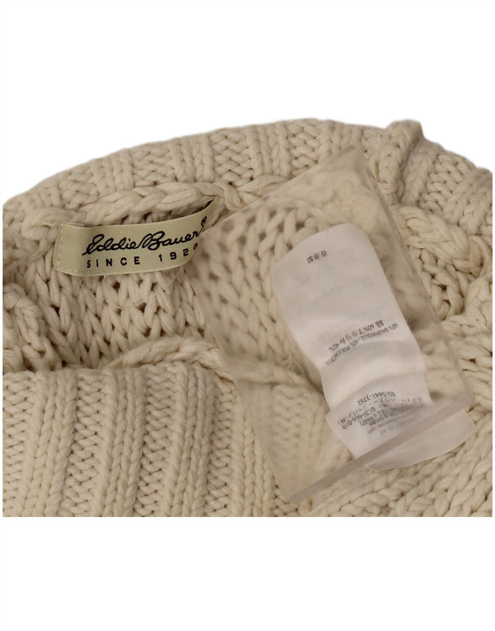 Eddie Bauer Damen-Pullover mit Rollkragen, Größe S, cremefarbene Baumwolle, UK 8