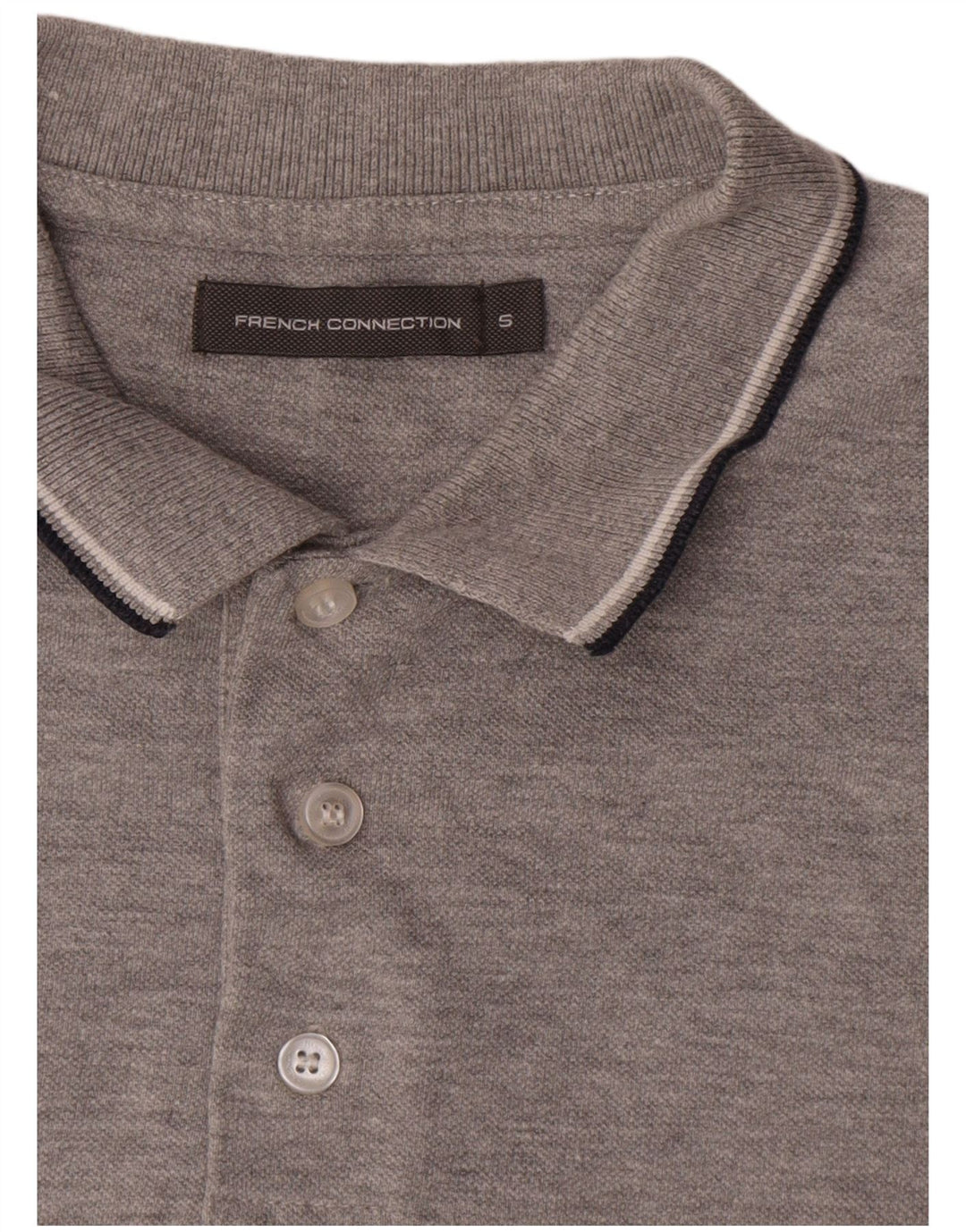 French Connection Herren-Poloshirt, Größe S, graue Baumwolle