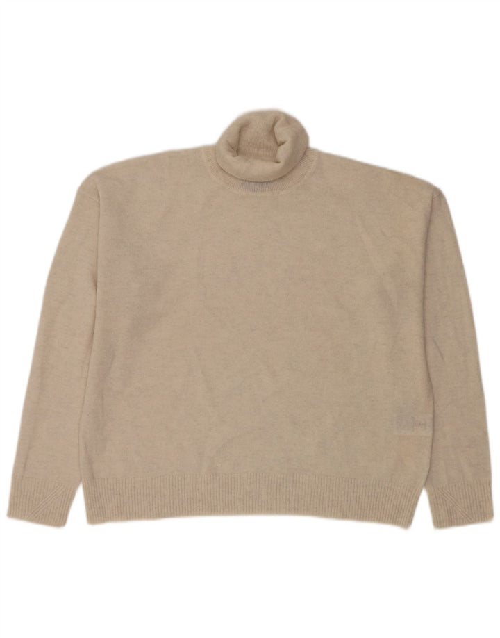 Superdry Damen-Pullover mit Rollkragen, übergroß, Beige, Wolle, UK 14, Größe L