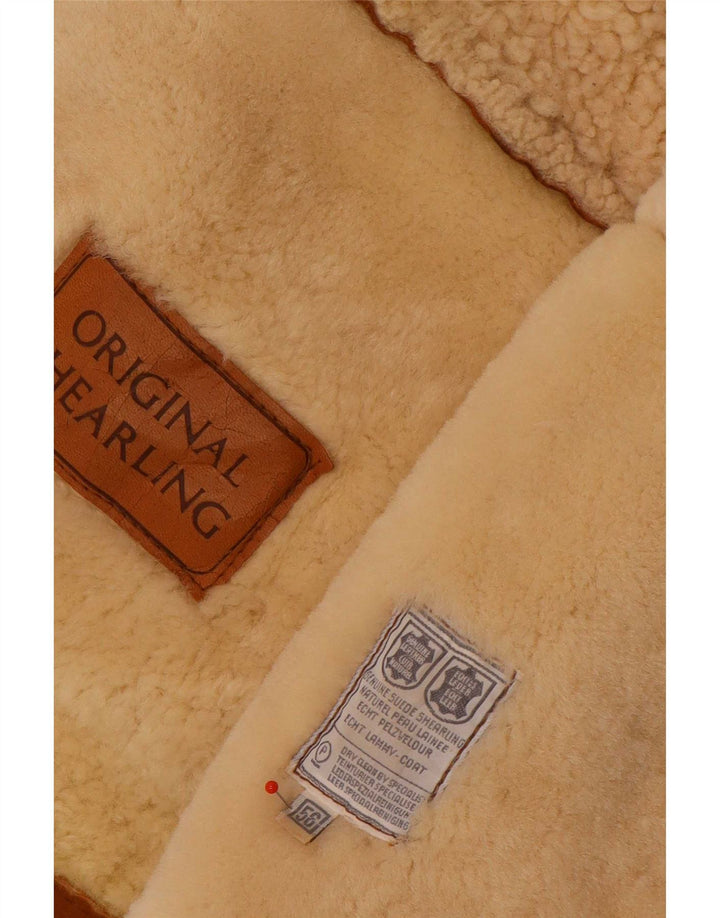Vintage Herren Shearling Jacke IT 56 2XL Braun