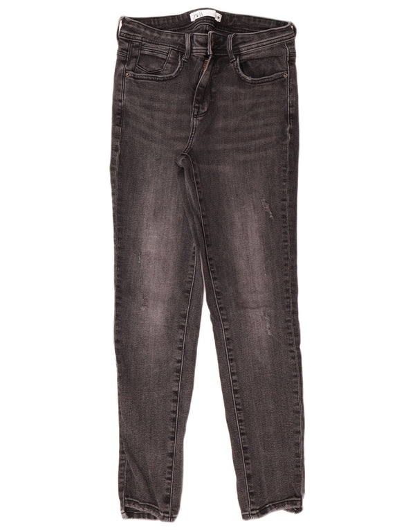 Zara Damen Skinny Jeans EU 38 Small W28 L27 Grau Baumwolle Classic