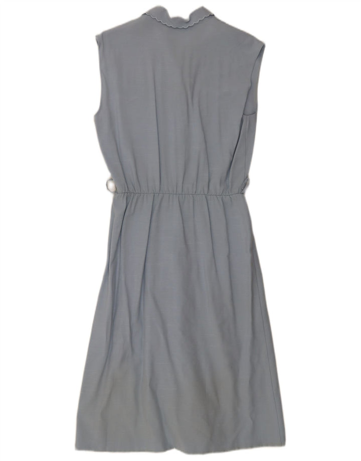 Vintage Damen Ärmelloses A-Linien-Kleid IT 44 Mittelblaue Viskose